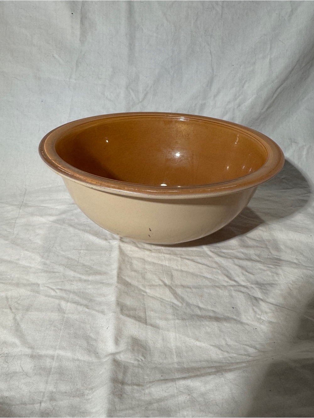 vintage Pyrex "Autumn Rainbow" beige mixing bowl